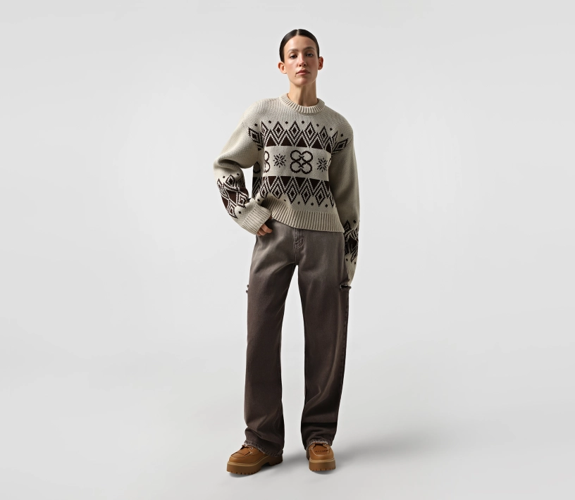 Світшот вʼязаний з орнаментом бежевий - фото №2 Світшот вʼязаний з орнаментом бежевий недорого