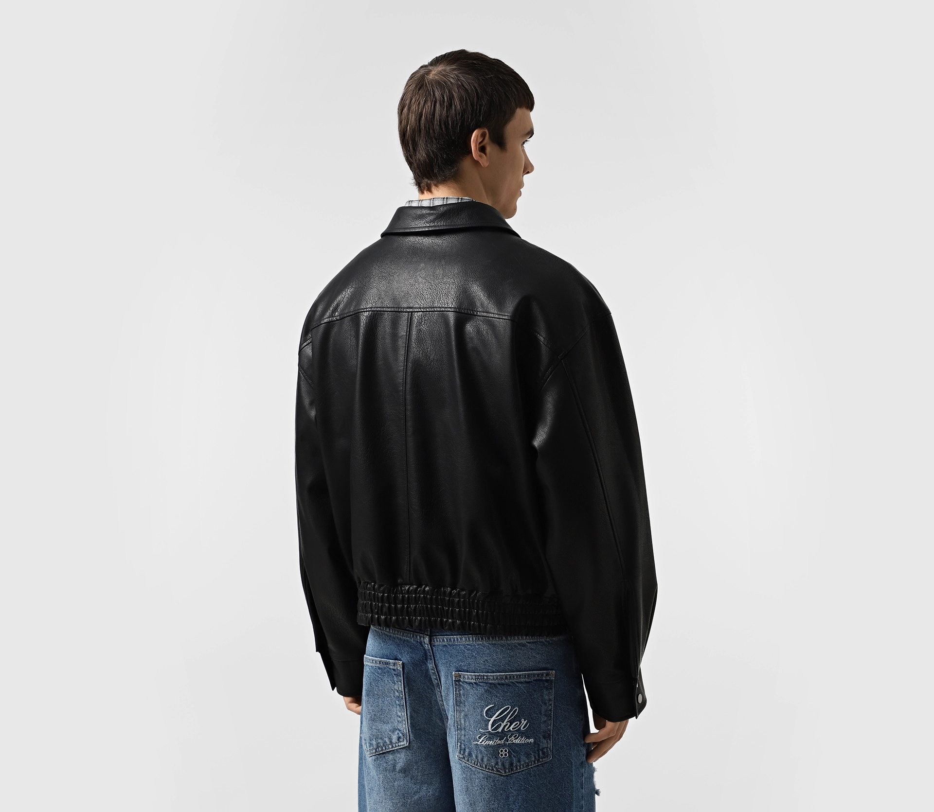 Бомбер чоловічий з еко-шкіри чорний - фото №5 Бомбер чоловічий з еко-шкіри чорний cher17