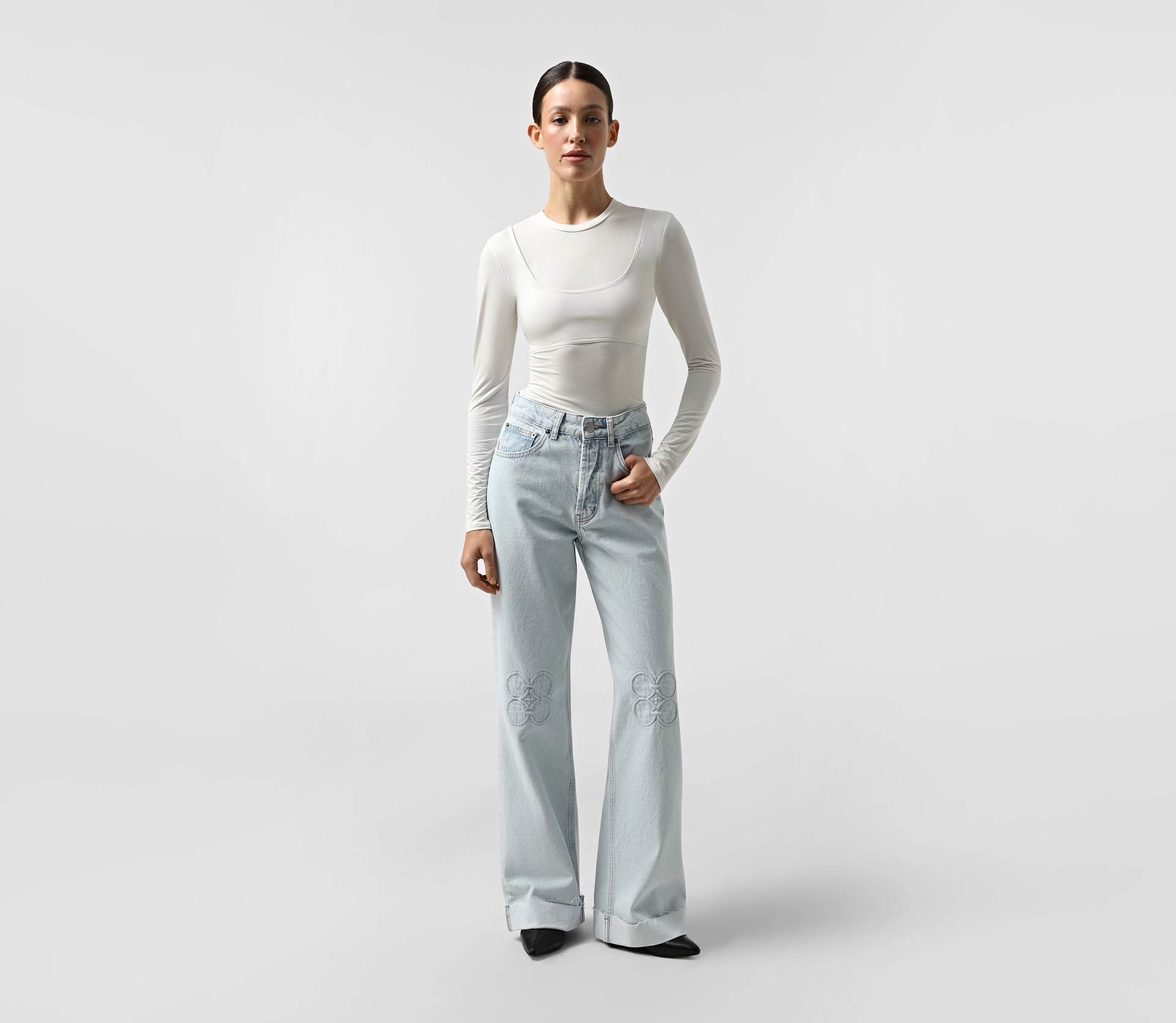 Лонгслів подвійний з топом молочний ціна