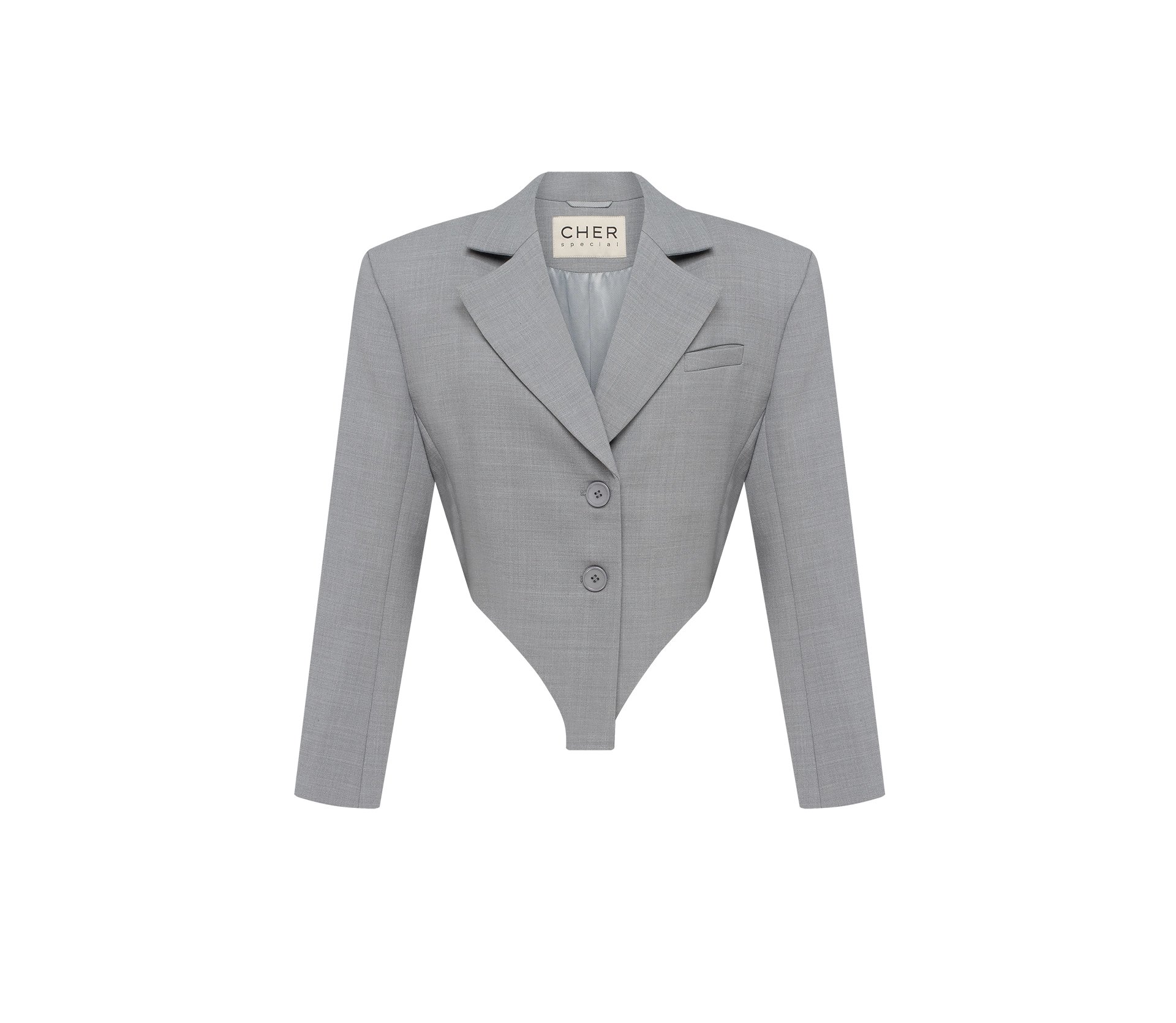 Жакет вкорочений з акцентними плечима світло-сірий акції