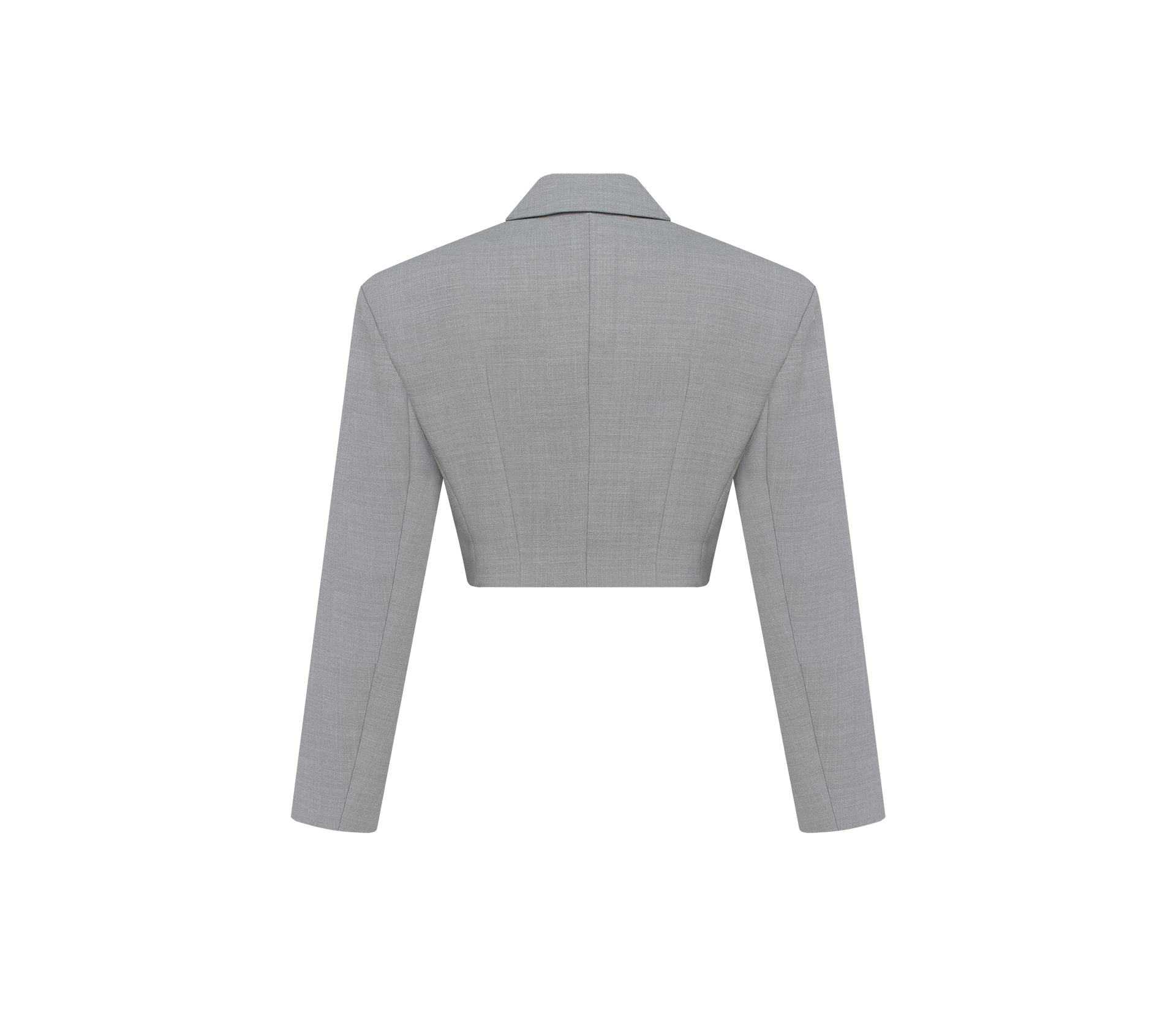 Жакет вкорочений з акцентними плечима світло-сірий недорого