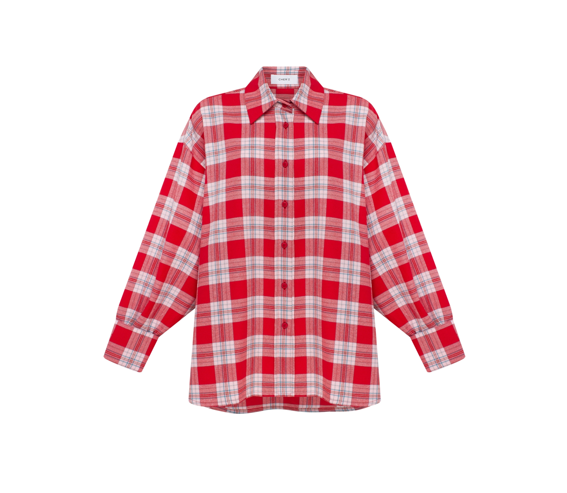 Сорочка в клітинку з подвійним манжетом червоний знижки
