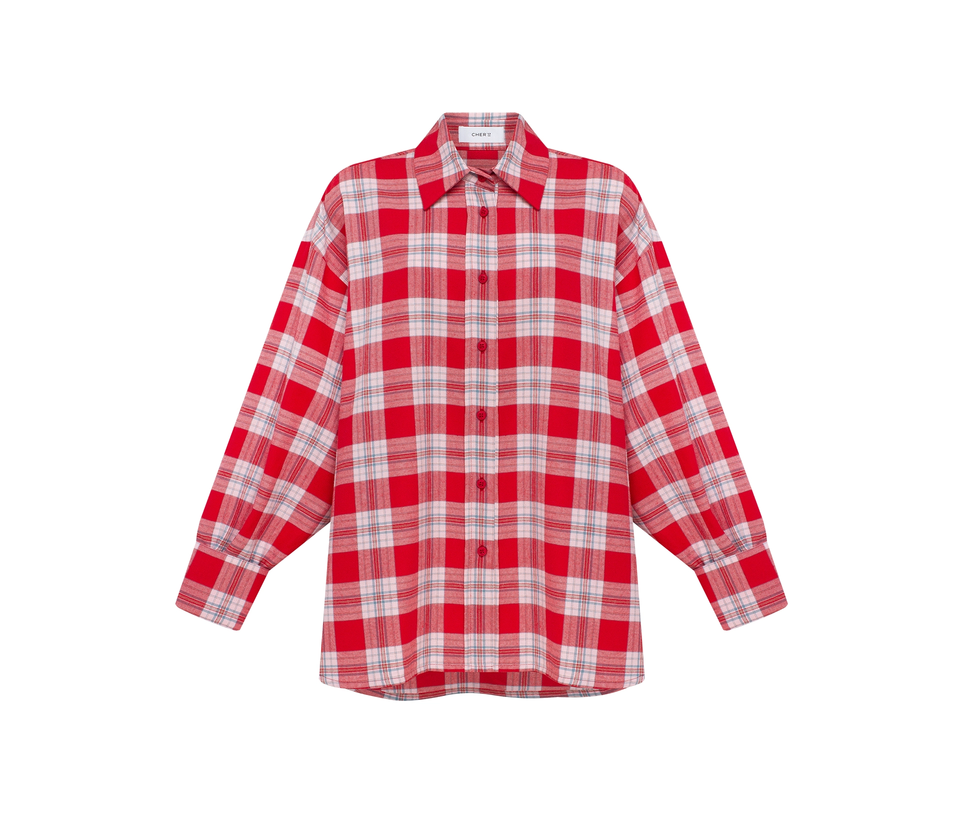 Сорочка в клітинку з подвійним манжетом червоний замовити