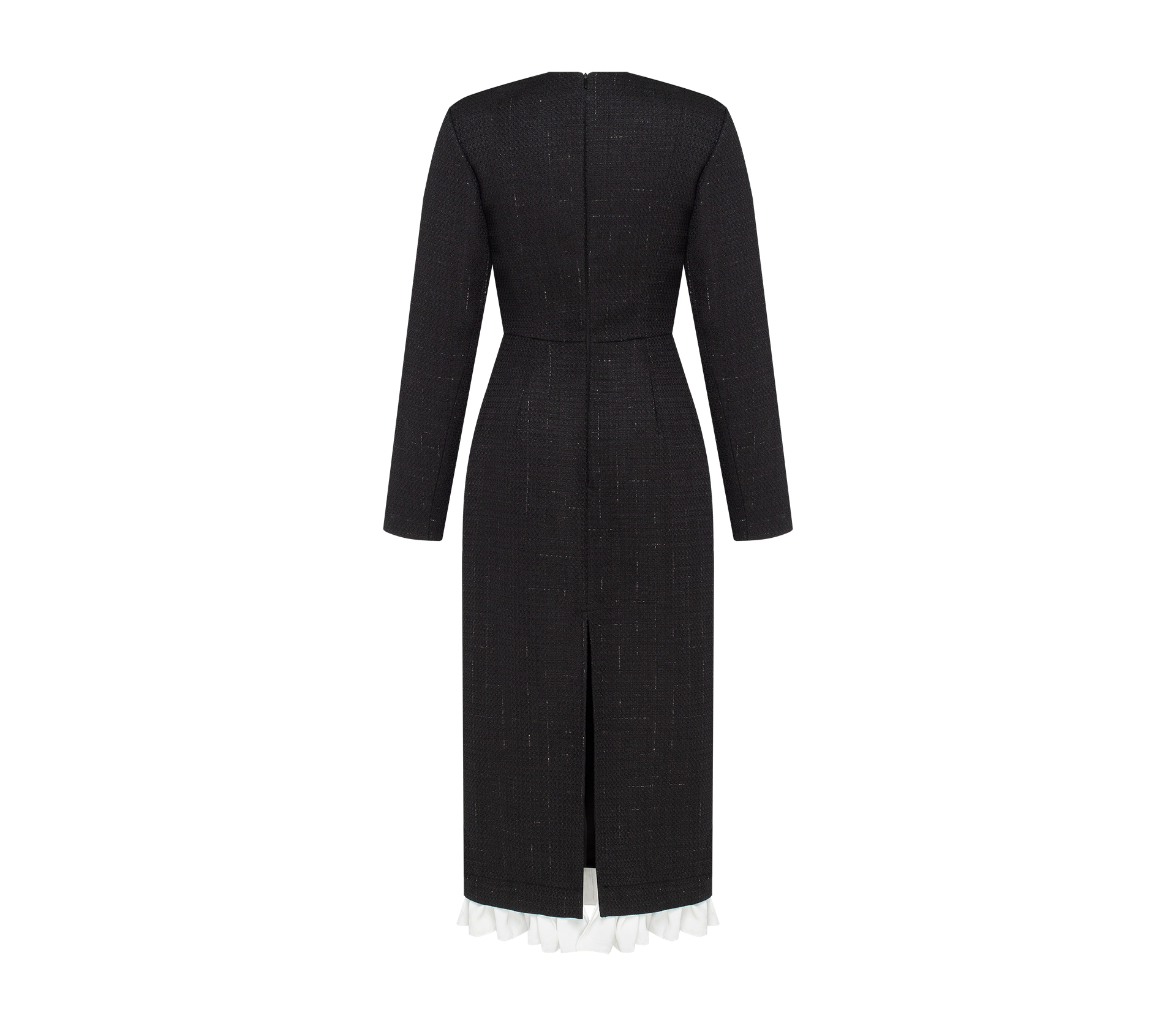 Сукня міді з твіду чорний - фото №2 Сукня міді з твіду чорний купити