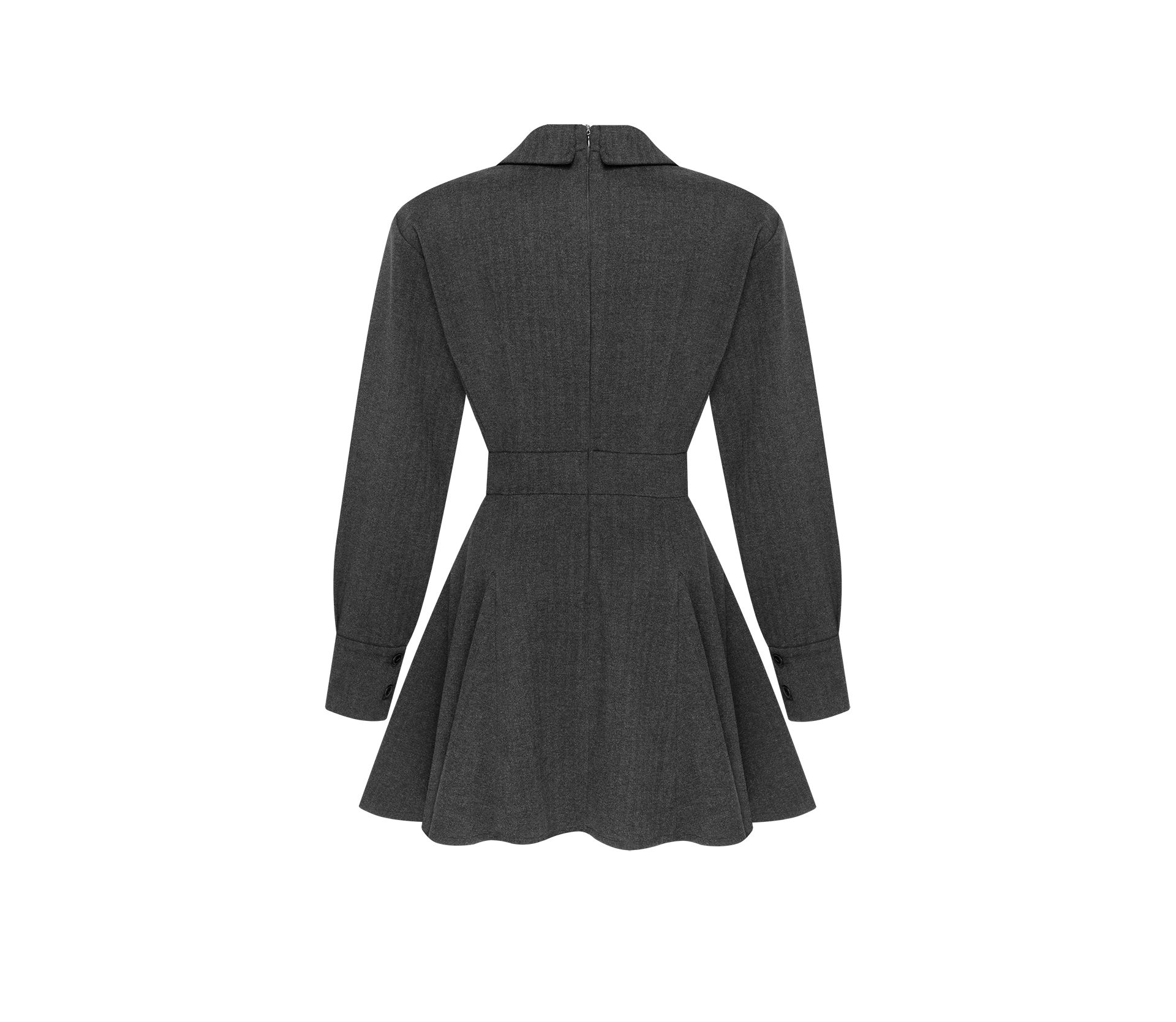 Сукня міні з акцентними плечима сірий - фото №2 Сукня міні з акцентними плечима сірий акції