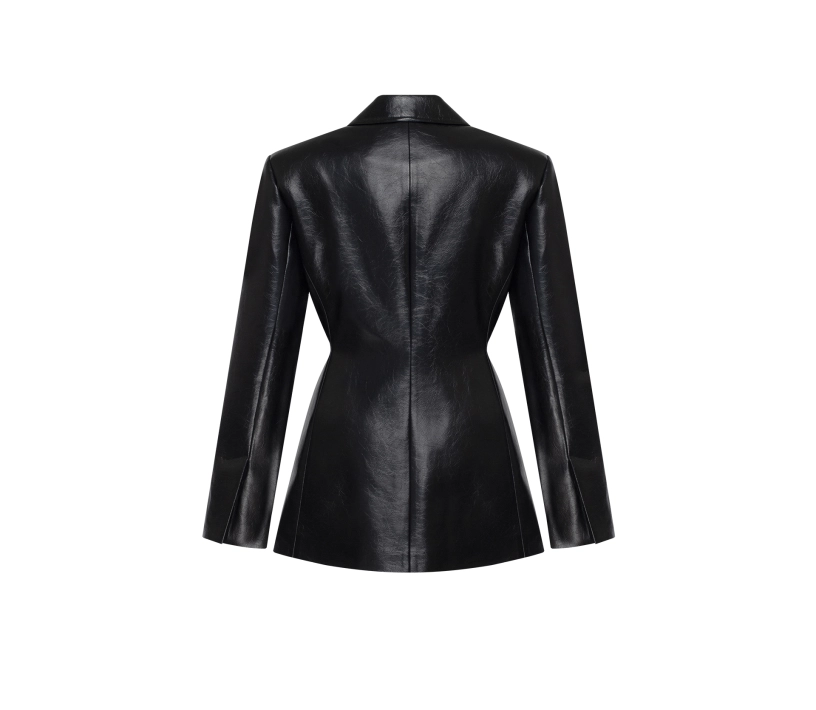 Жакет приталений з еко-шкіри чорний cher17