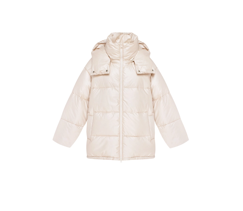 Пуховик обʼємний з капюшоном темно-молочний в Україні