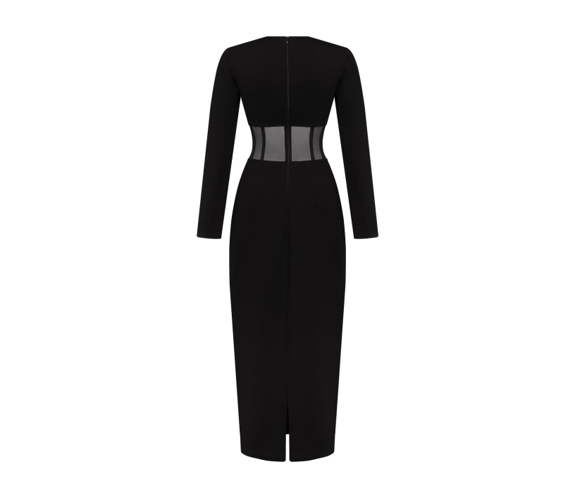 Сукня міді з корсетною вставкою чорний cher17