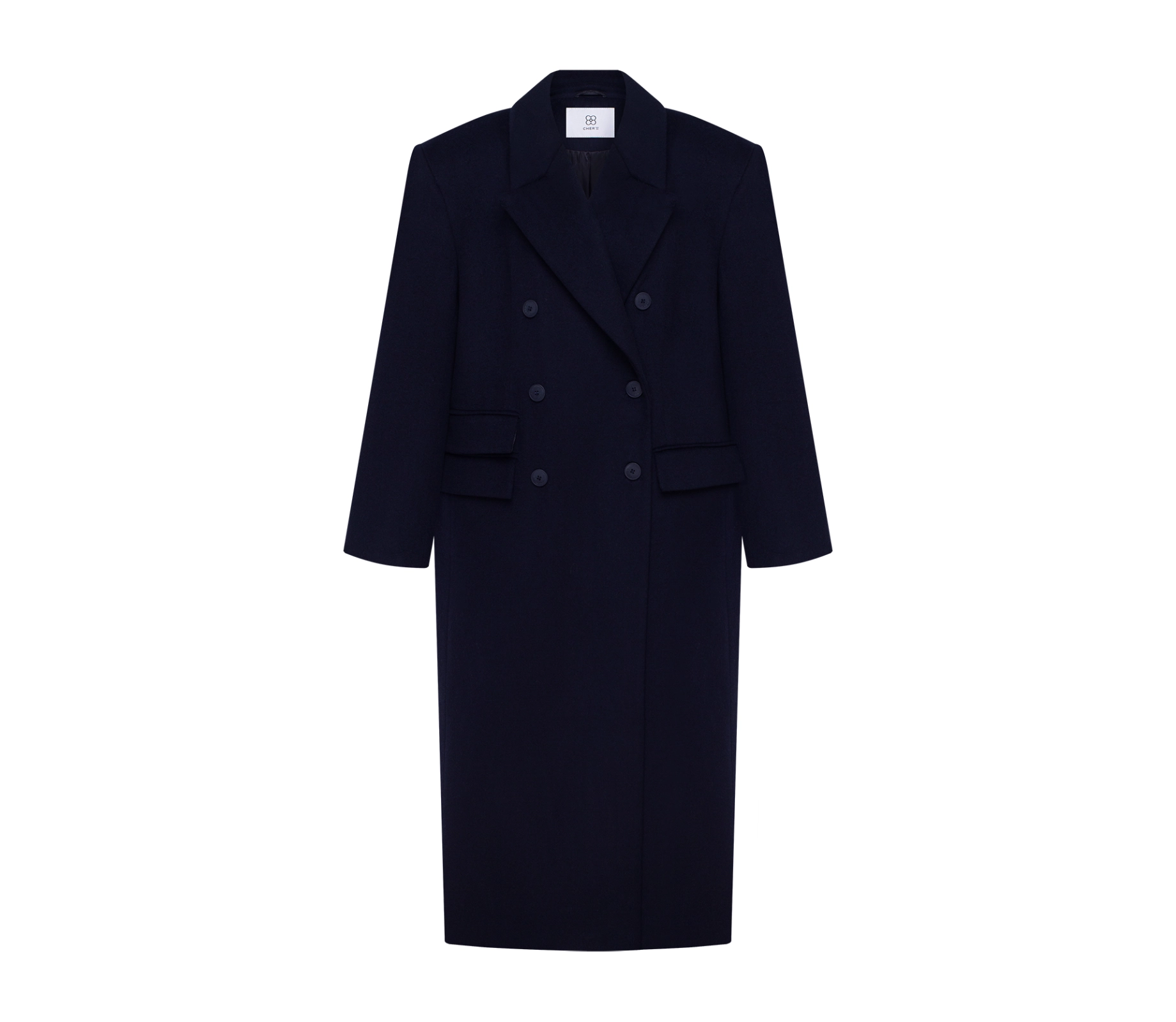 Пальто довге з подвійними клапанами синій cher17