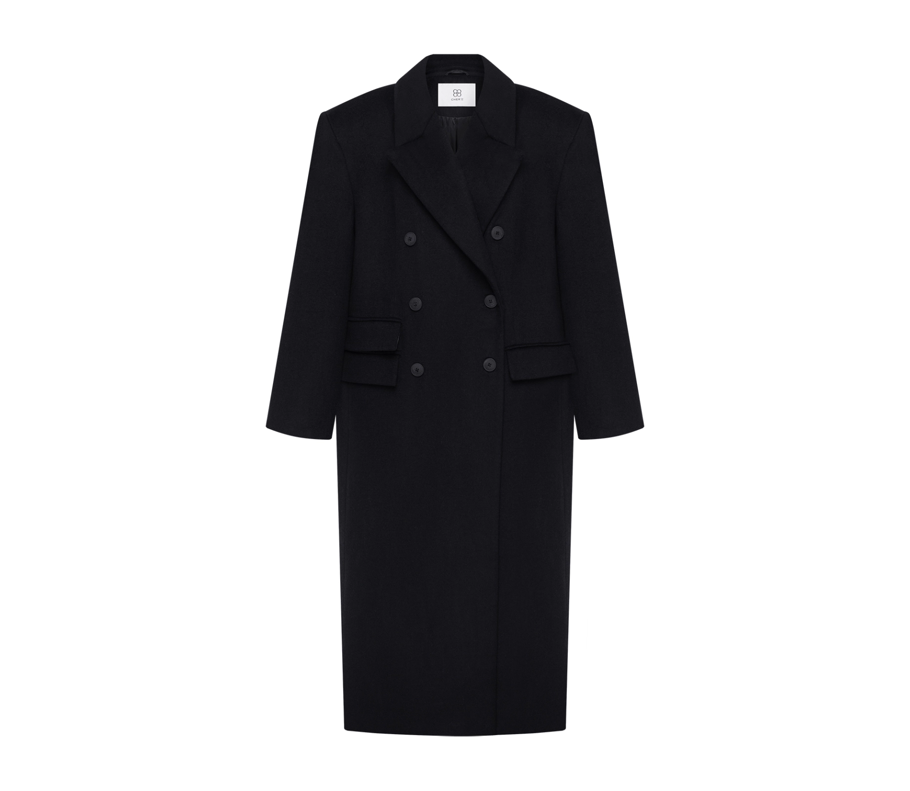 Пальто довге з подвійними клапанами чорний акції