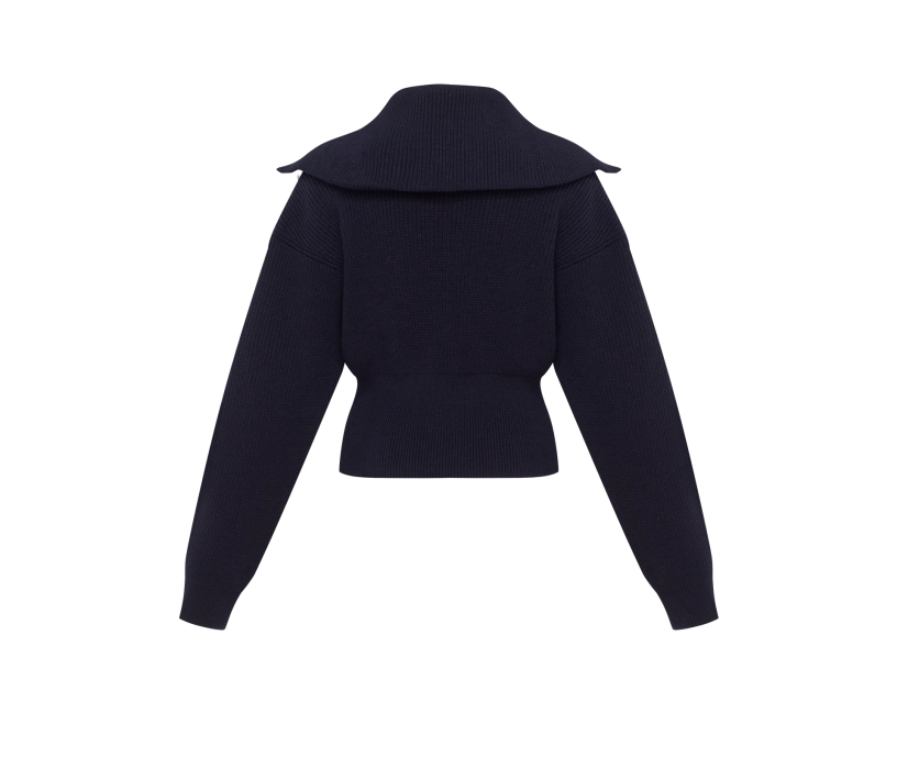 Джемпер кроп комір на блискавці синій - фото №2 Джемпер кроп комір на блискавці синій ціна