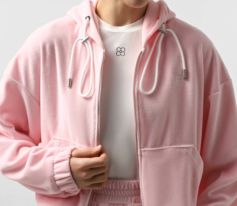 Костюм спортивний кроп худі широкі штани рожевий меланж знижки