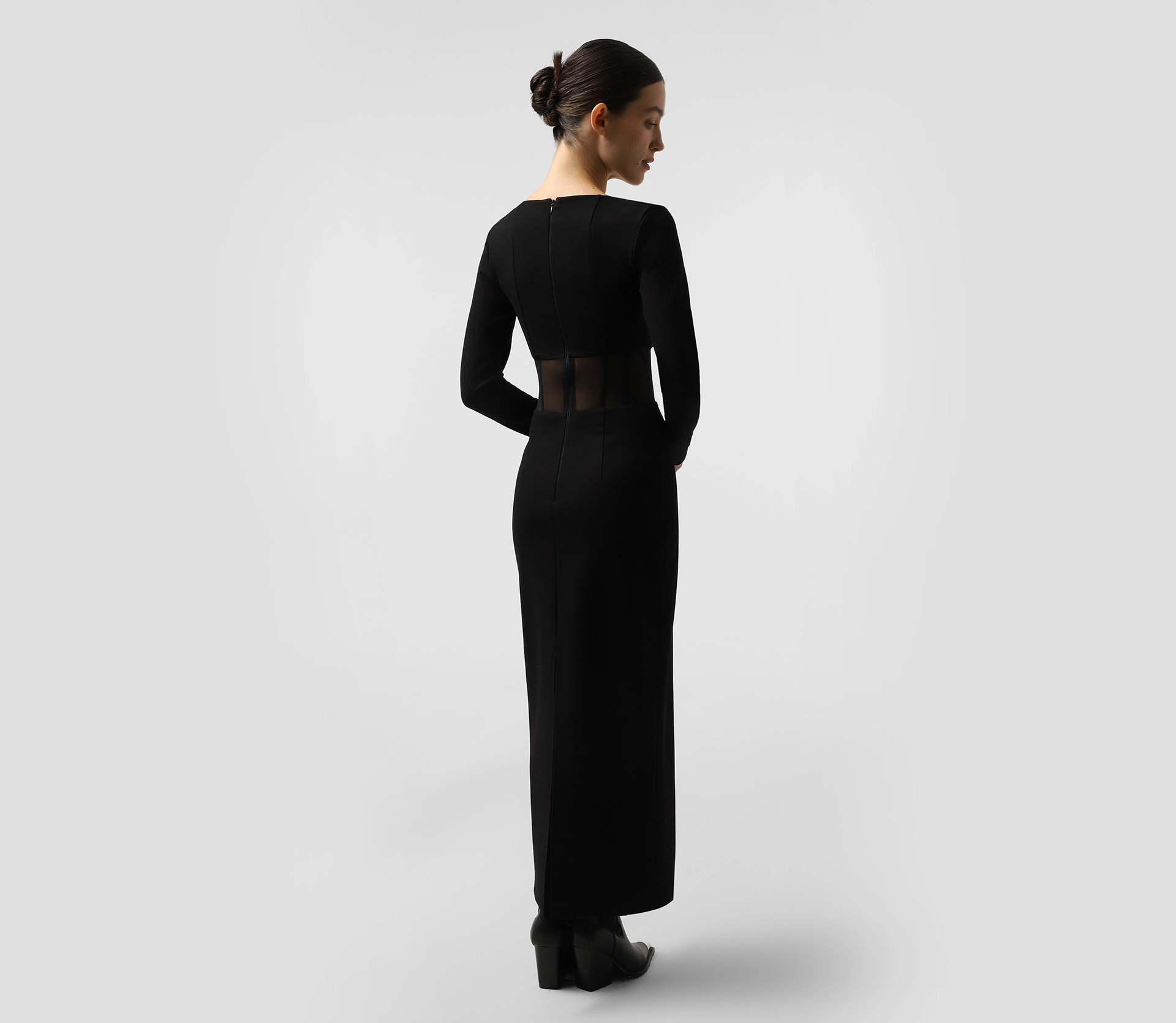 Сукня міді з корсетною вставкою чорний - фото №5 Сукня міді з корсетною вставкою чорний cher17