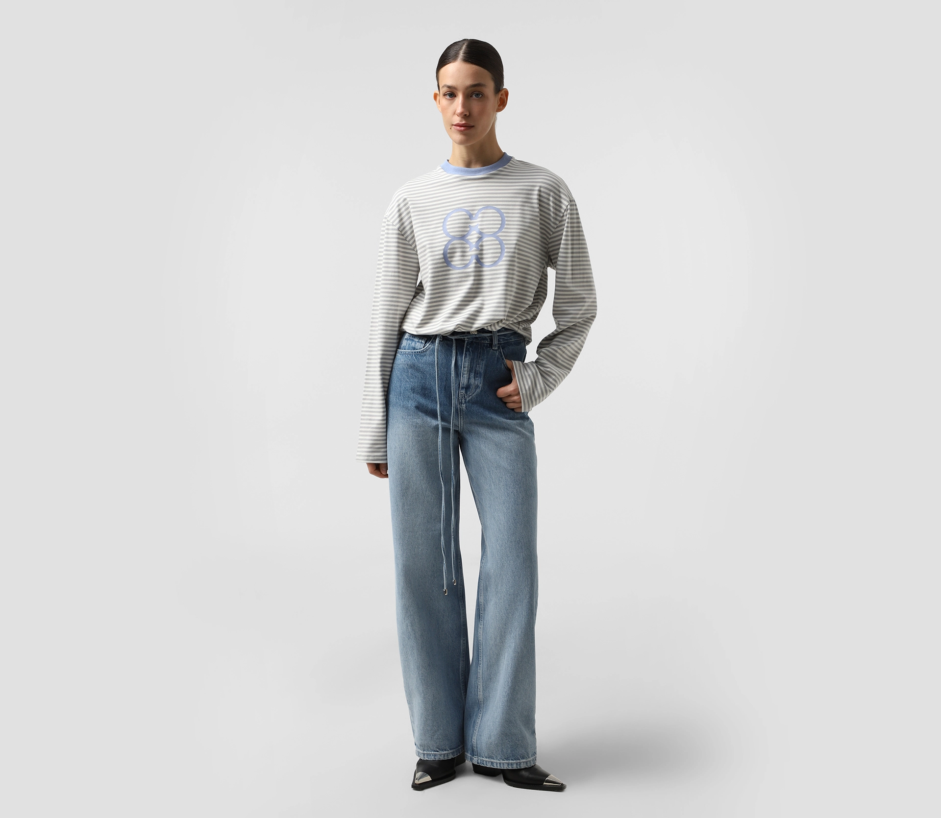 Джинси прямі з градієнтом синій - фото №2 Джинси прямі з градієнтом синій замовити