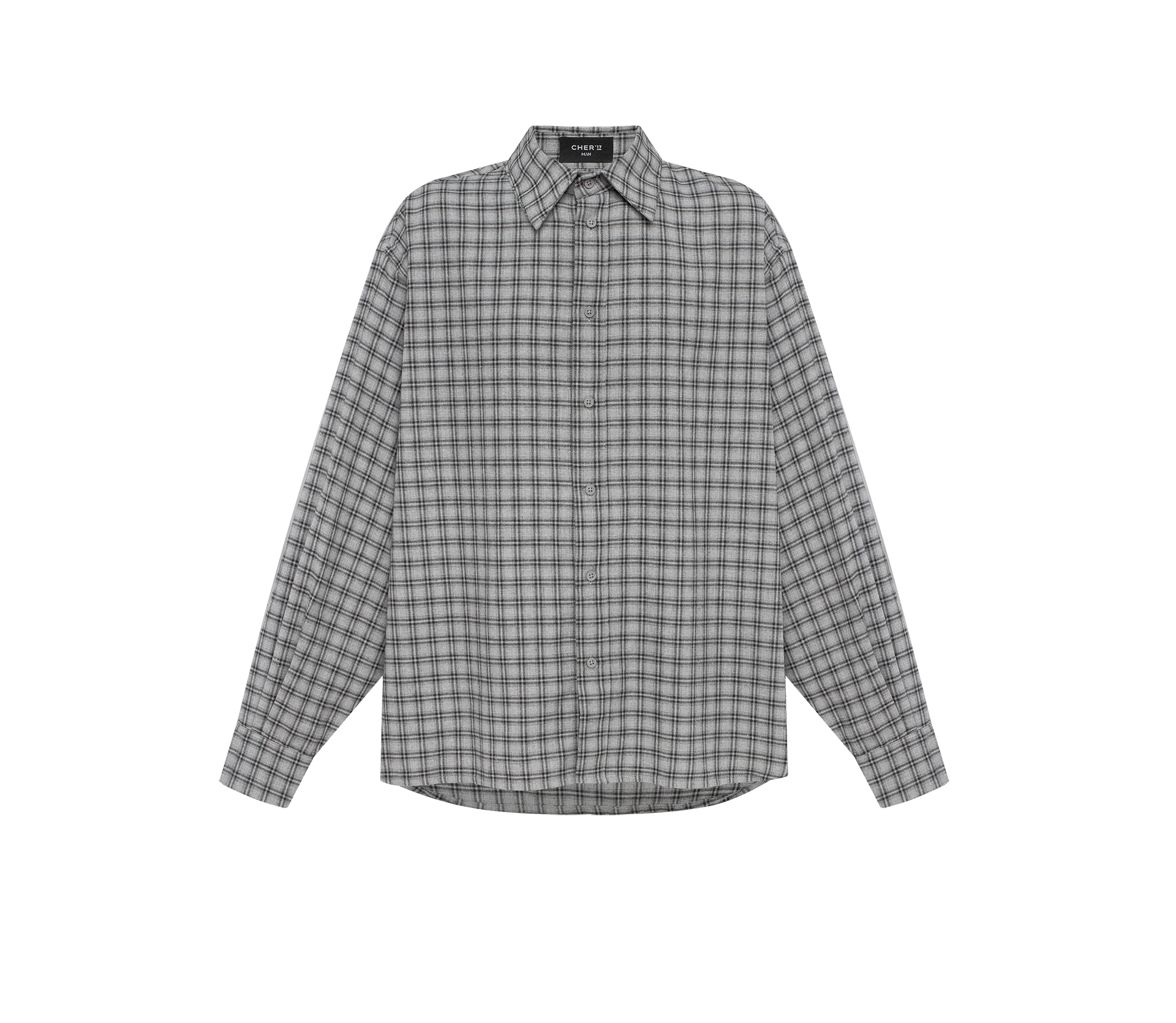 Сорочка чоловіча в клітинку з принтом сірий - фото №1 Сорочка чоловіча в клітинку з принтом сірий cher17