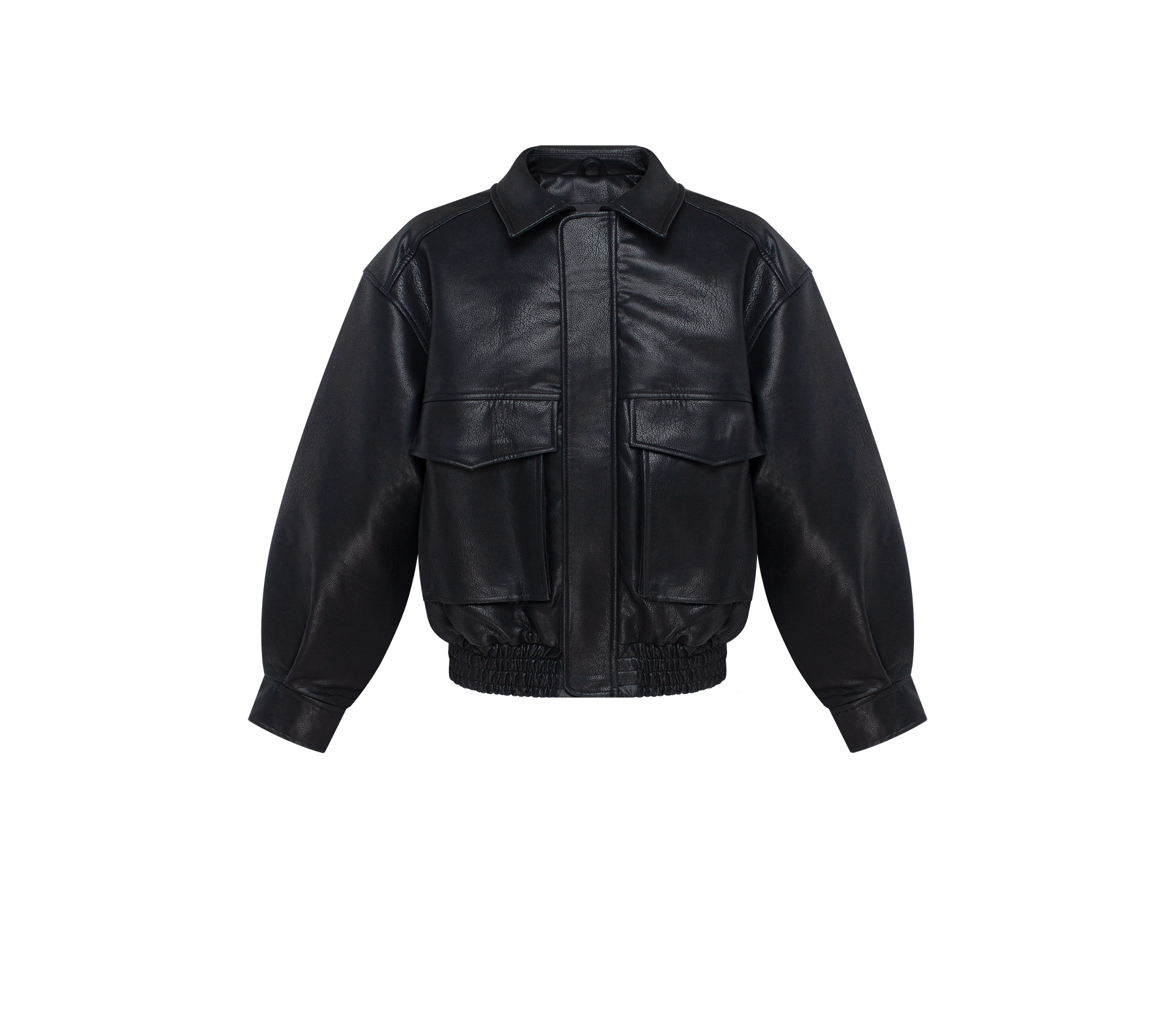 Бомбер чоловічий з еко-шкіри чорний - фото №1 Бомбер чоловічий з еко-шкіри чорний в інтернет-магазині