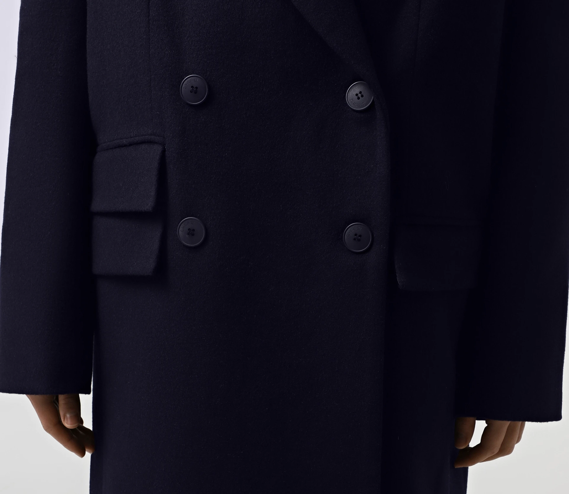 Пальто довге з подвійними клапанами синій акції