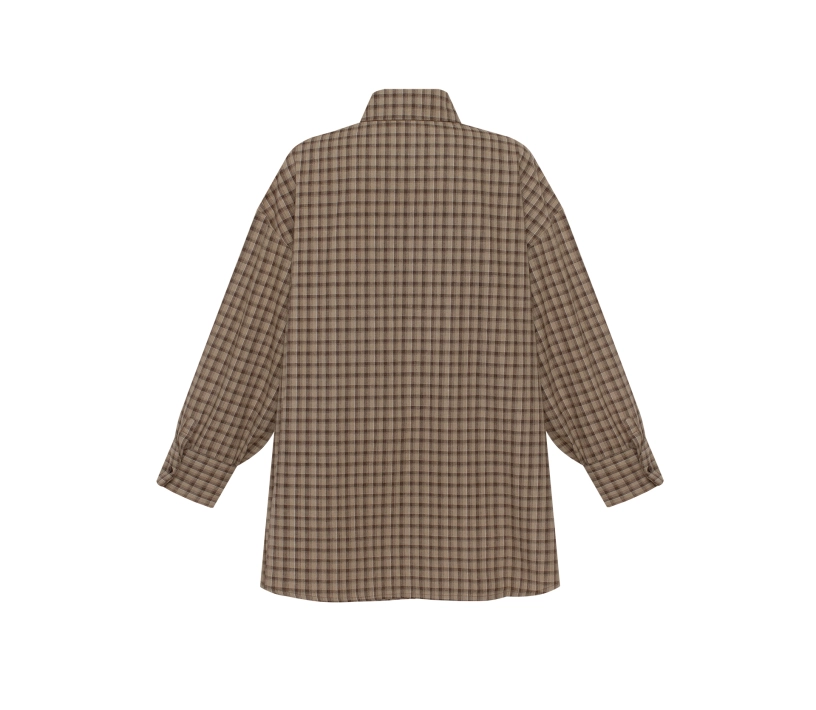 Сорочка в клітинку з подвійним манжетом коричневий в Україні