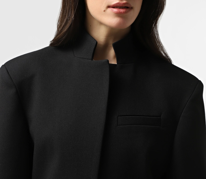 Жакет кроп без застібки чорний замовити