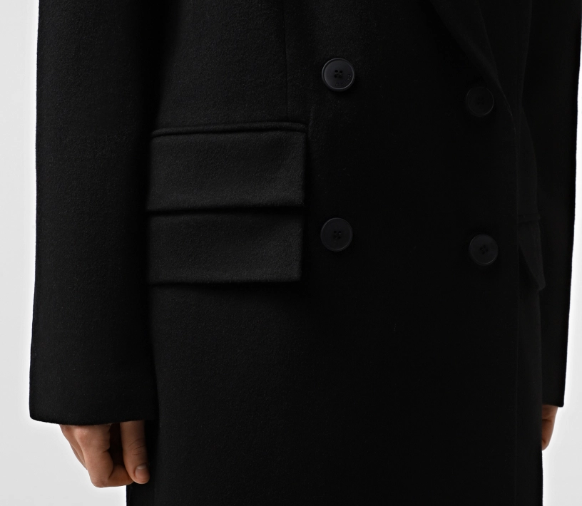 Пальто довге з подвійними клапанами чорний cher17