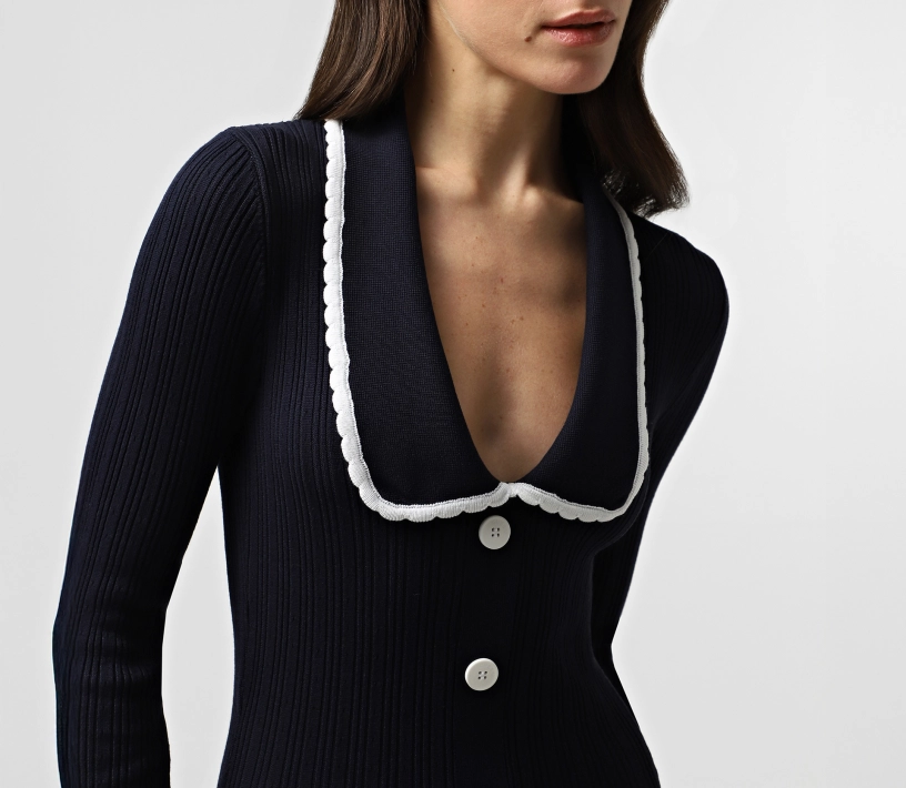 Сукня міді вʼязана з ґудзиками темно-синій замовити