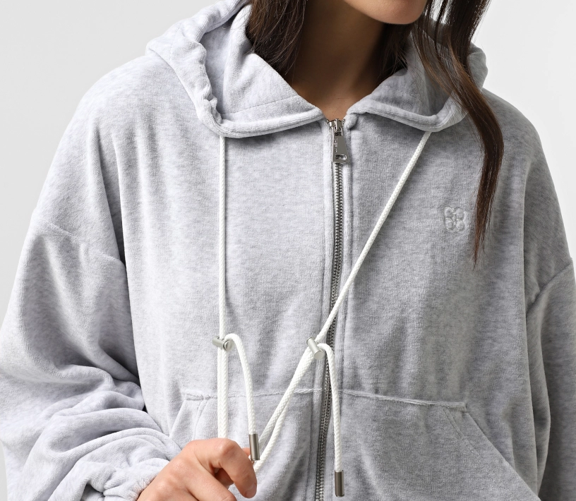 Костюм споривний кроп худі широкі штани сірий меланж в інтернет-магазині