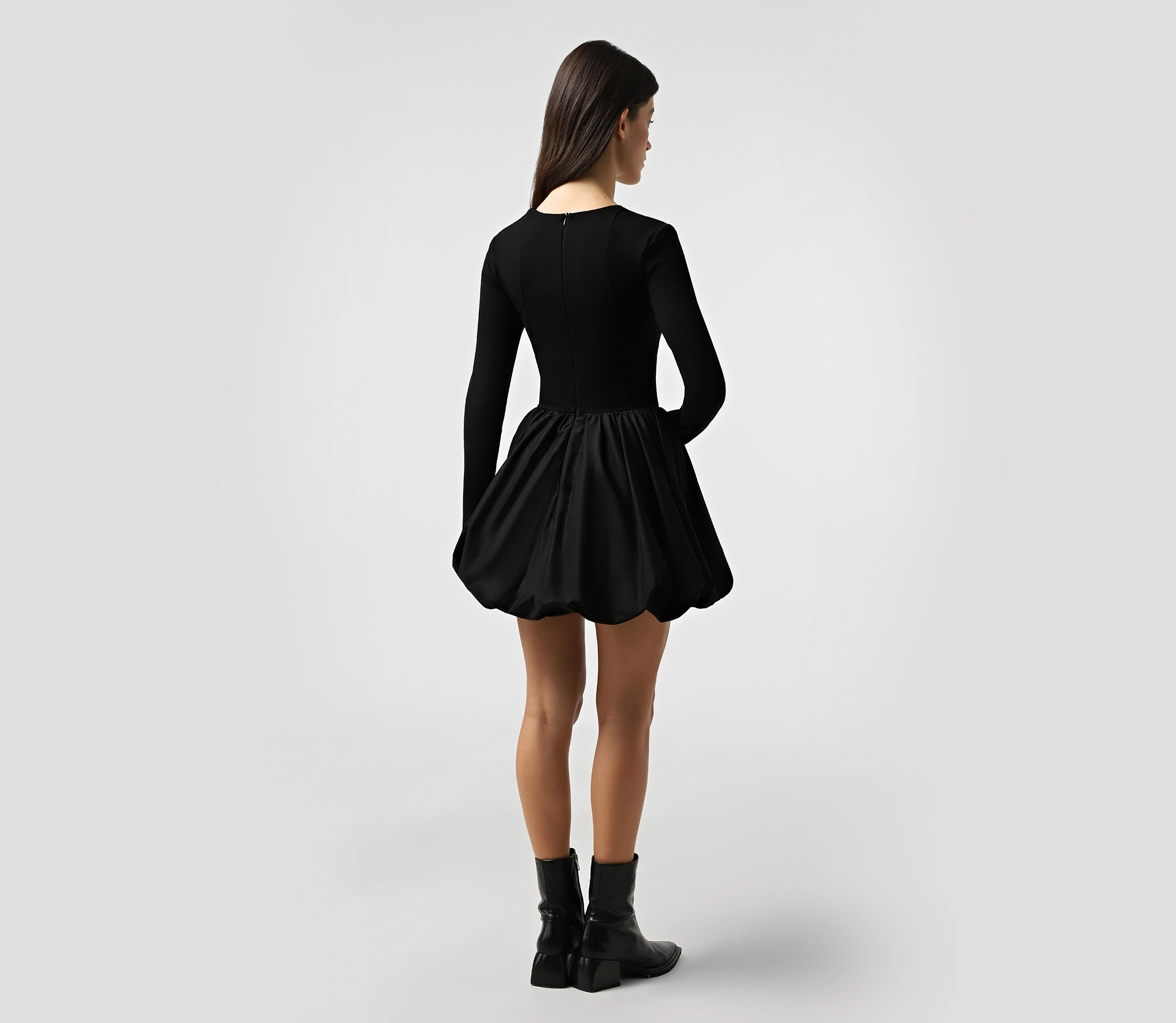 Сукня балон міні довгий рукав чорний в Україні