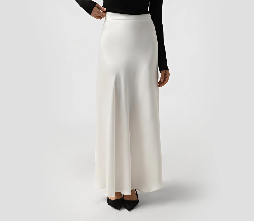 Спідниця міді сатинова молочний замовити