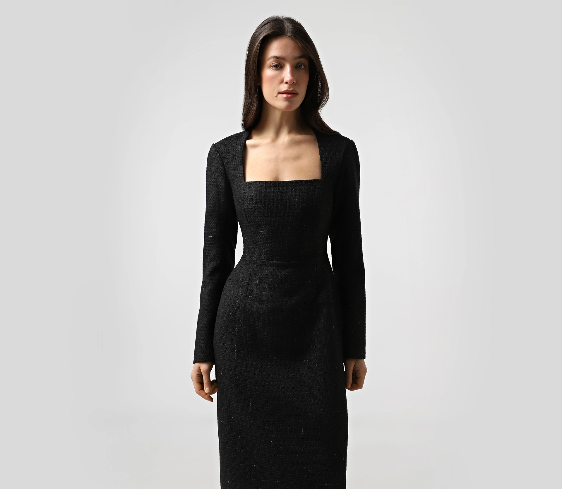 Сукня міді з твіду чорний в інтернет-магазині