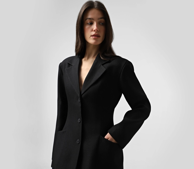 Жакет приталений на ґудзиках графіт в інтернет-магазині