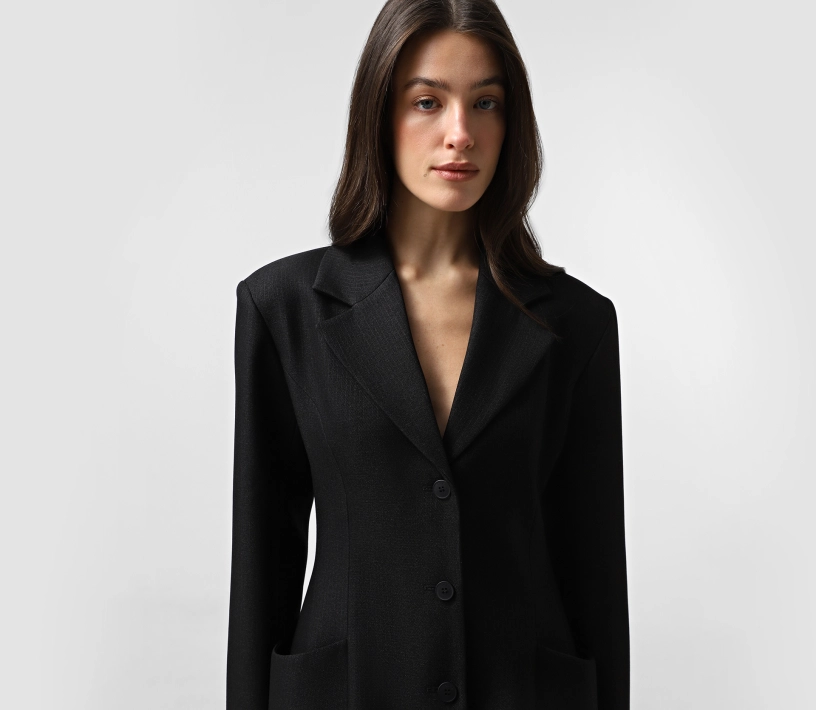 Жакет приталений на ґудзиках графіт ціна