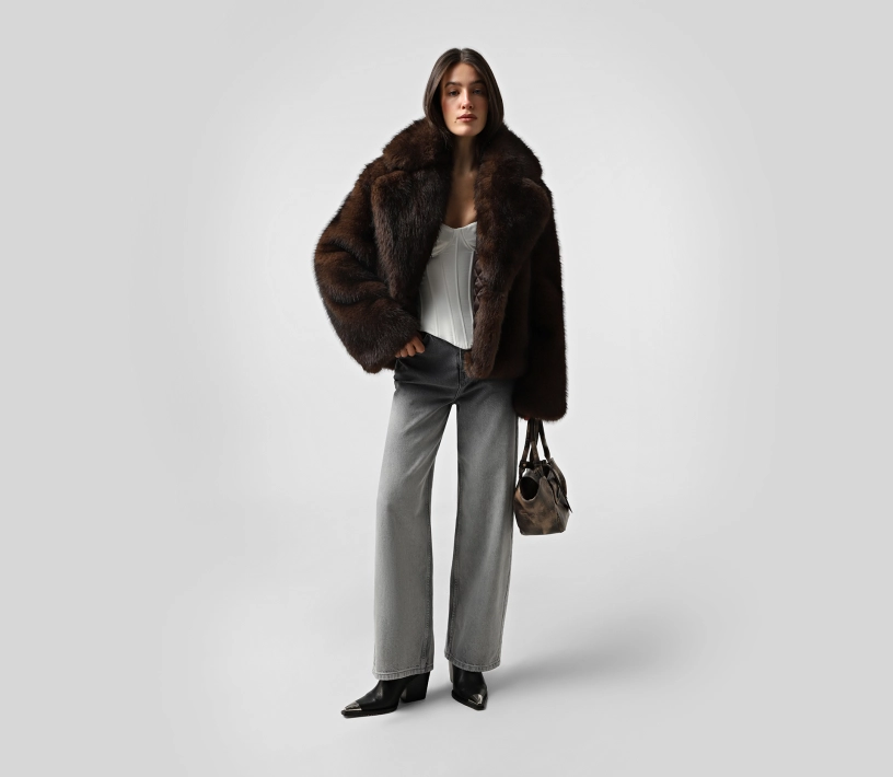 Шуба коротка коричневий ціна