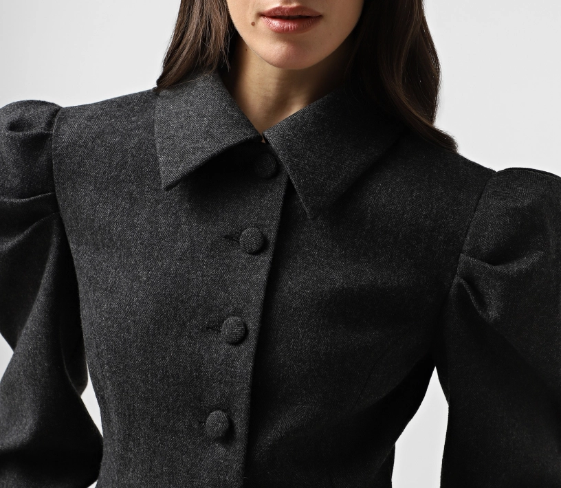 Жакет приталений на ґудзиках сірий недорого