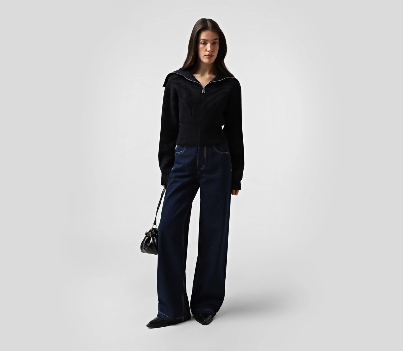 Джинси прямі без поясу темно-синій фото