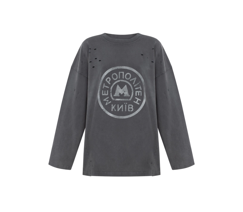 Лонгслів жіночий варка з принтом сірий в інтернет-магазині