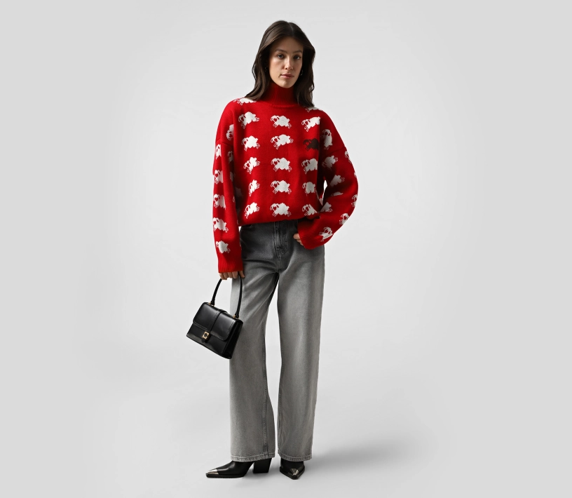 Светр вʼязаний «овечки» червоний акції