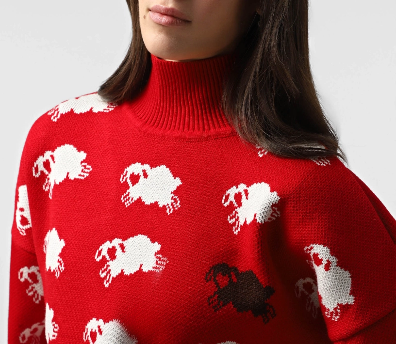 Светр вʼязаний «овечки» червоний cher17