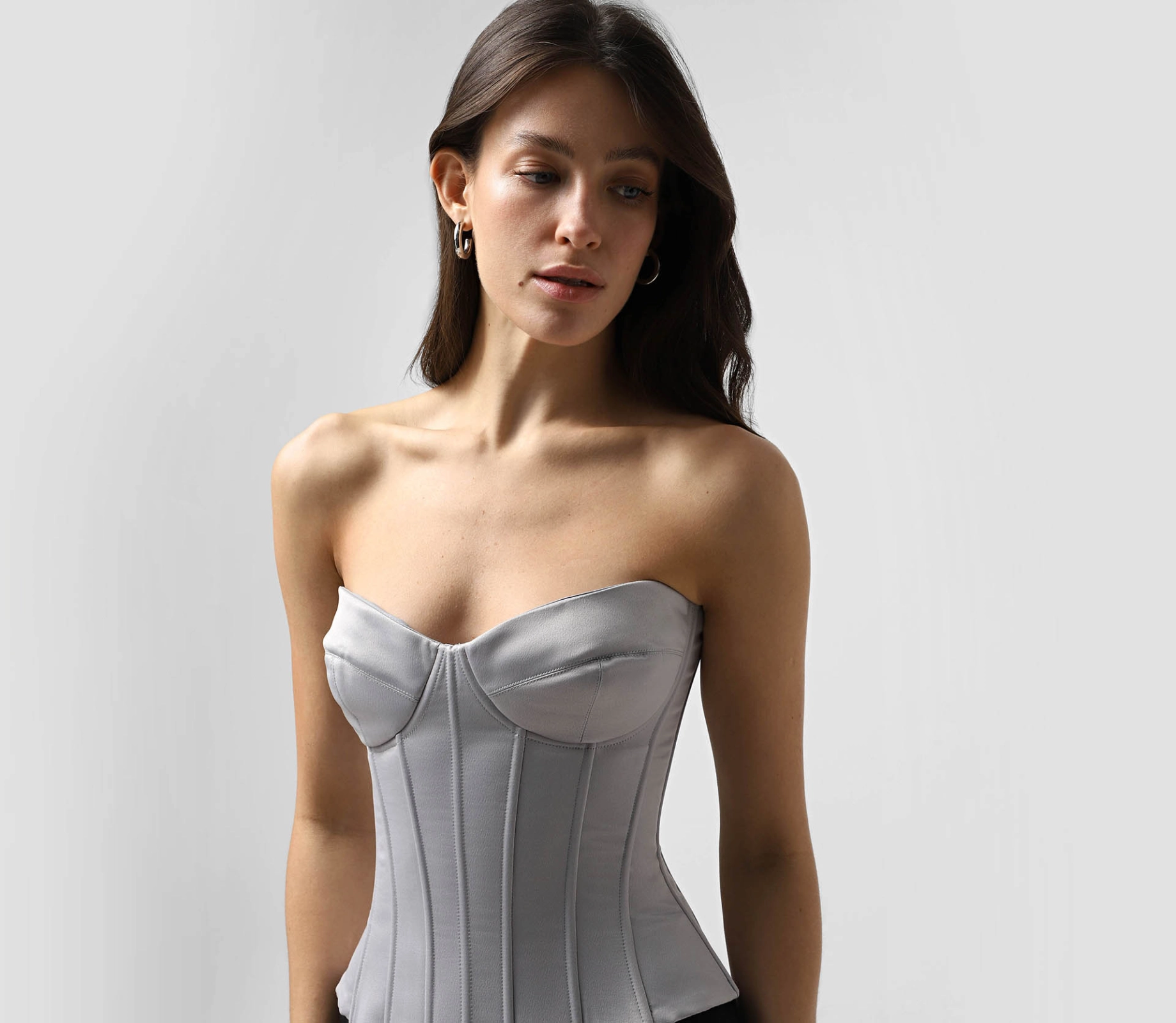 Корсет Sateen сіро-блакитний недорого