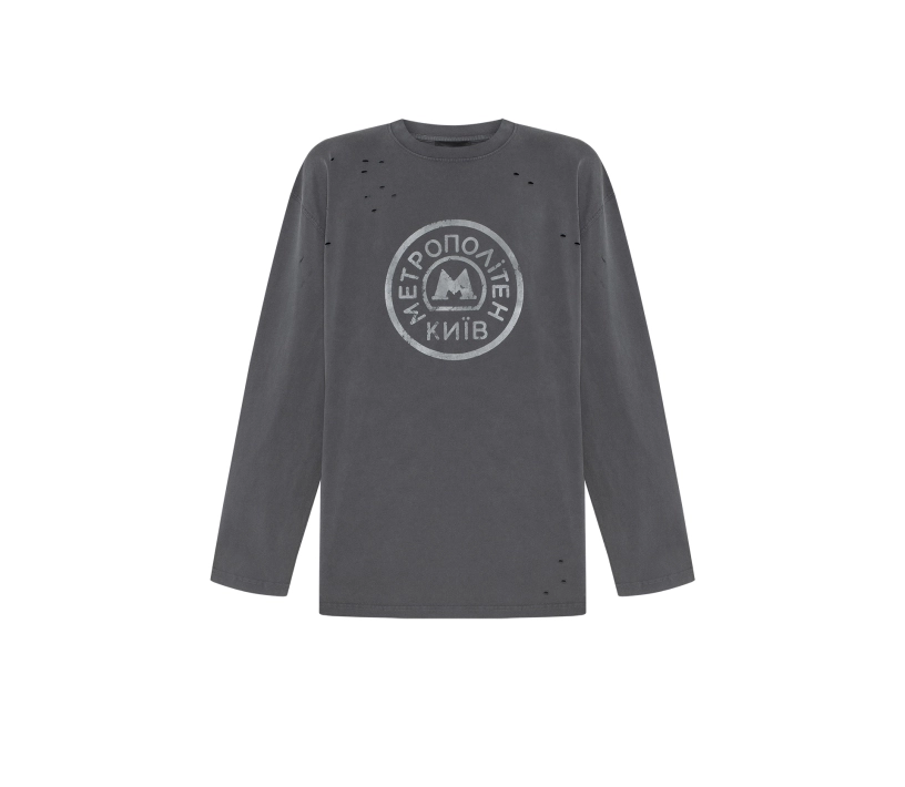 Лонгслів чоловічий варка з принтом сірий купити