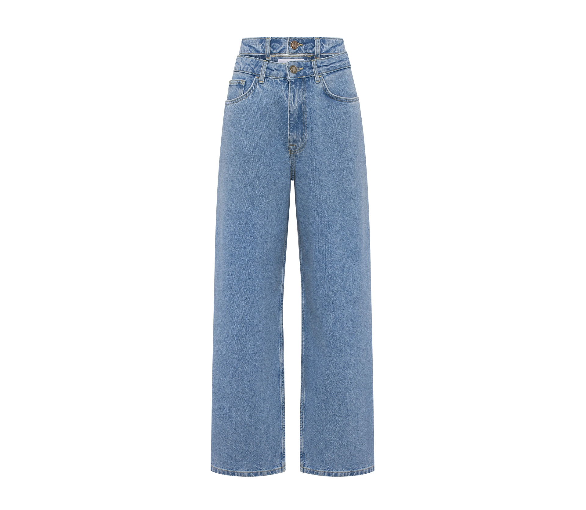 Джинси з подвійним поясом блакитний купити