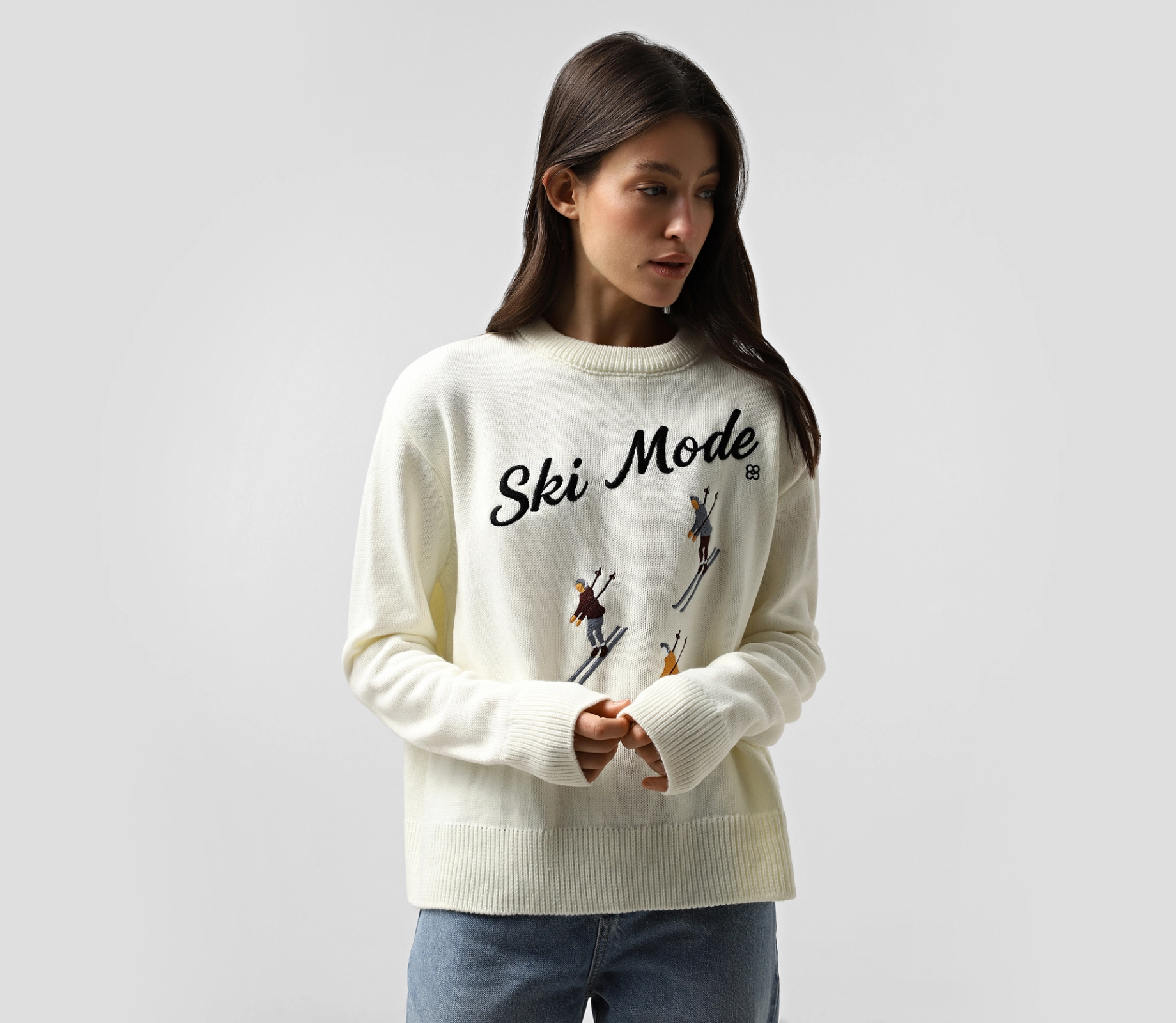 Светр вʼязаний «Ski mode» молочний акції