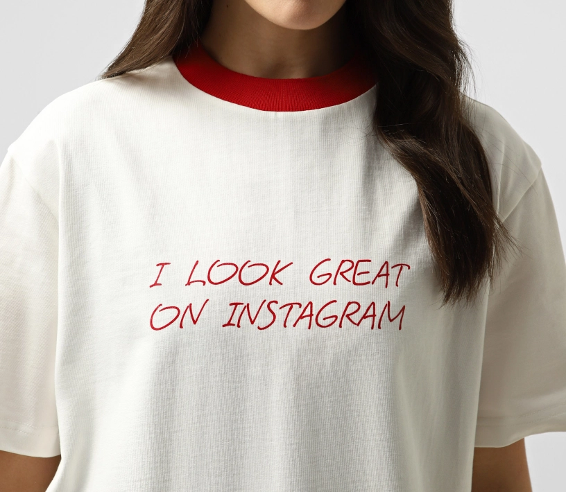 Футболка « I look great on Instagram» молочний в Україні