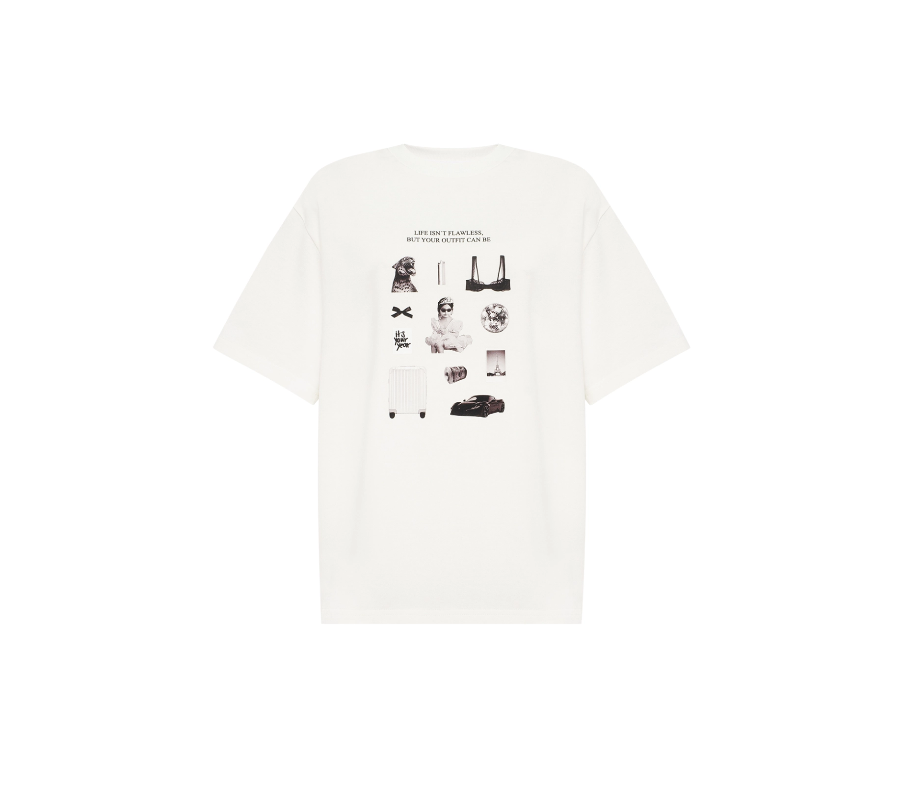 Футболка «Life isn`t flawless but your outfit can be» молочний замовити