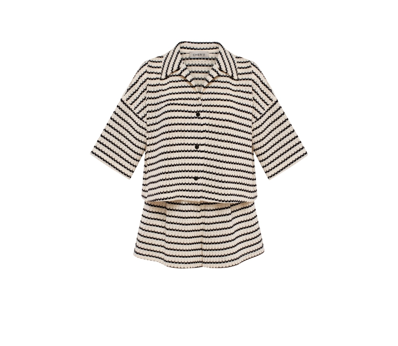 Костюм із вʼязаного полотна в смужку молочний чорний знижки