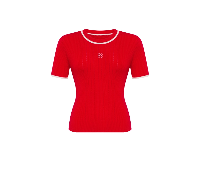 Футболка в'язана з лого червоний замовити