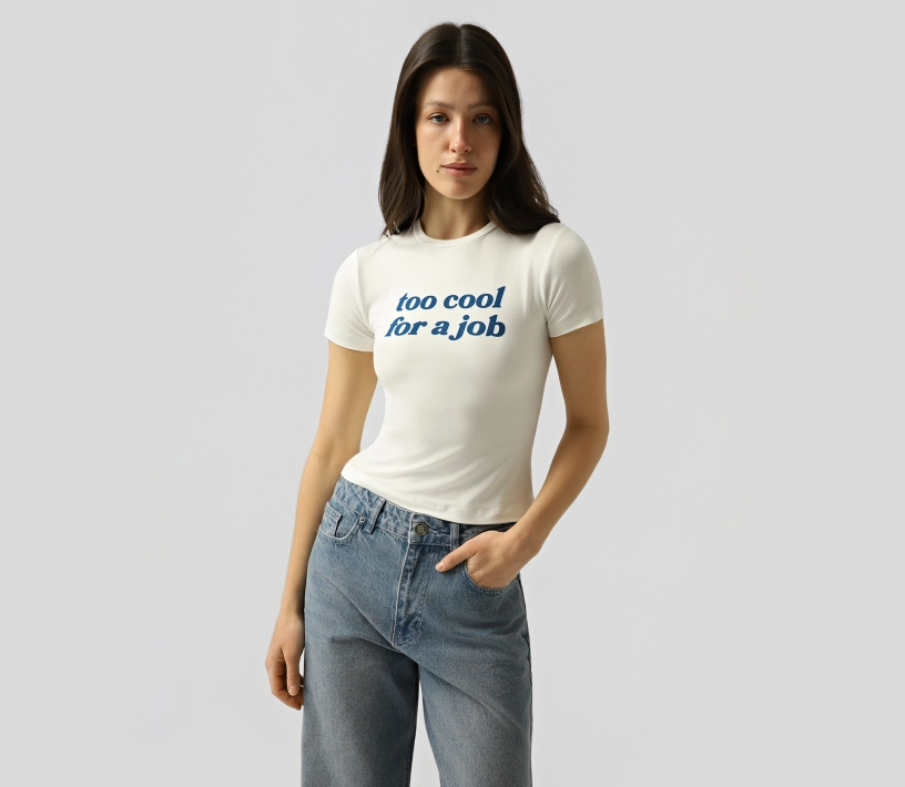 Футболка  «Too cool for a job» молочний в Україні