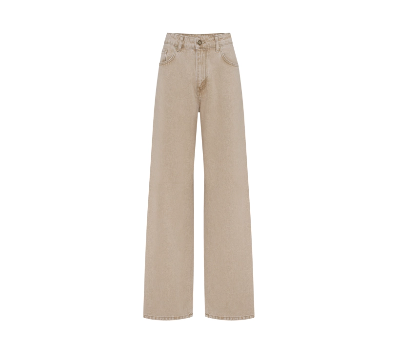 Джинси прямі з вишивкою на кишені бежевий знижки