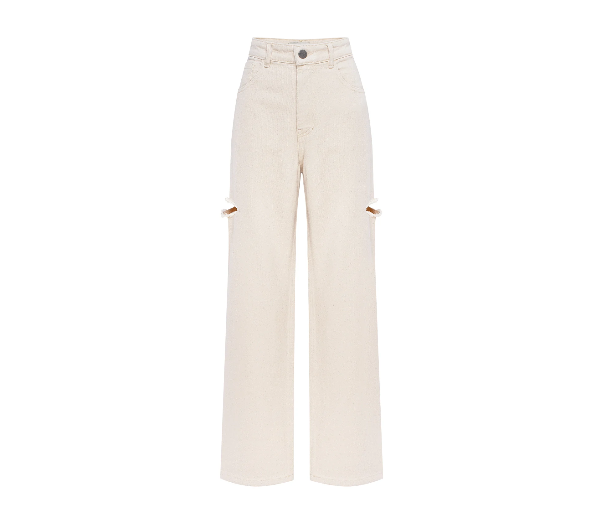 Джинси на високій посадці та розрізами по бокам бежевий - фото №1 Джинси на високій посадці та розрізами по бокам бежевий фото