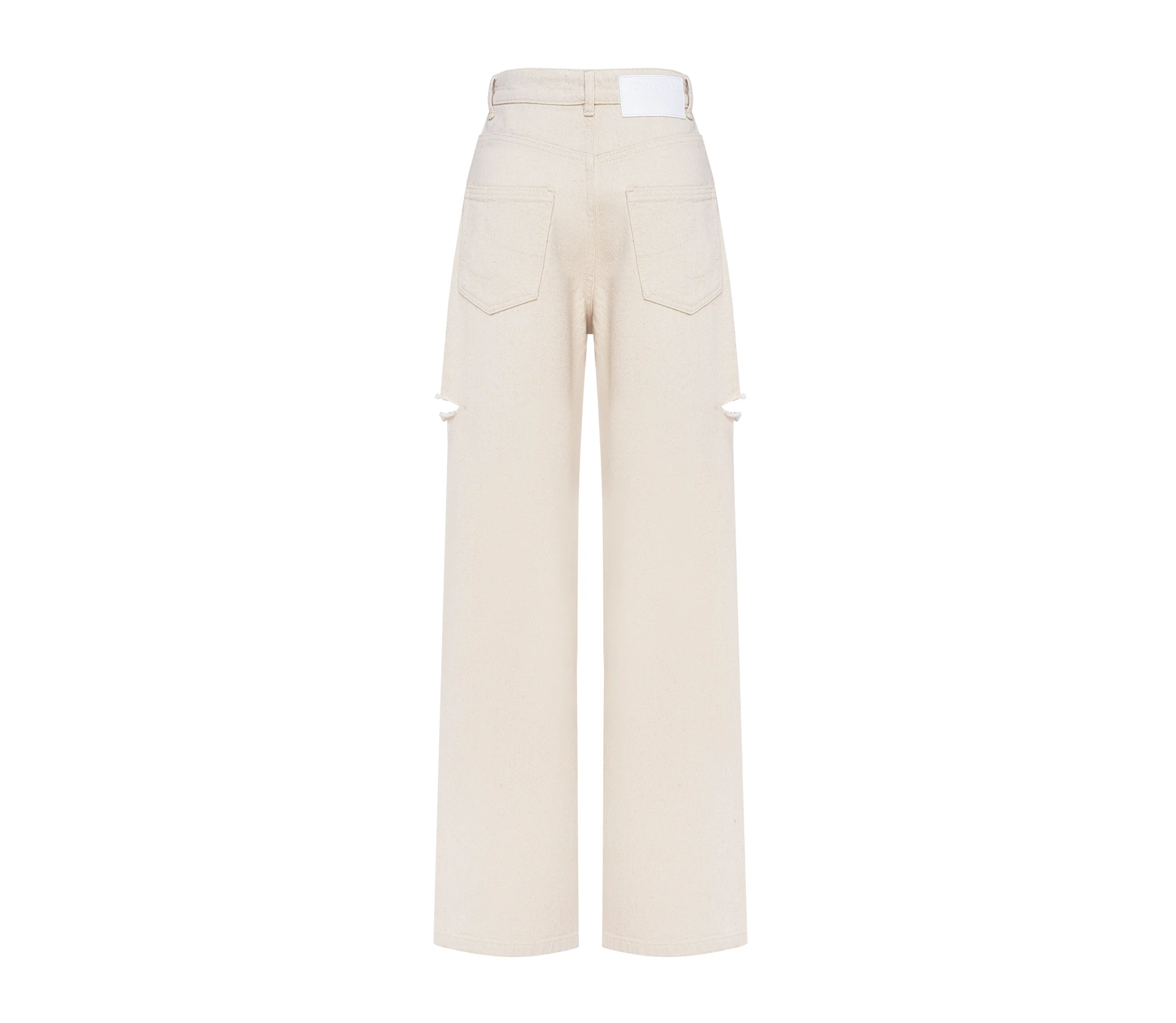 Джинси на високій посадці та розрізами по бокам бежевий - фото №6 Джинси на високій посадці та розрізами по бокам бежевий фото