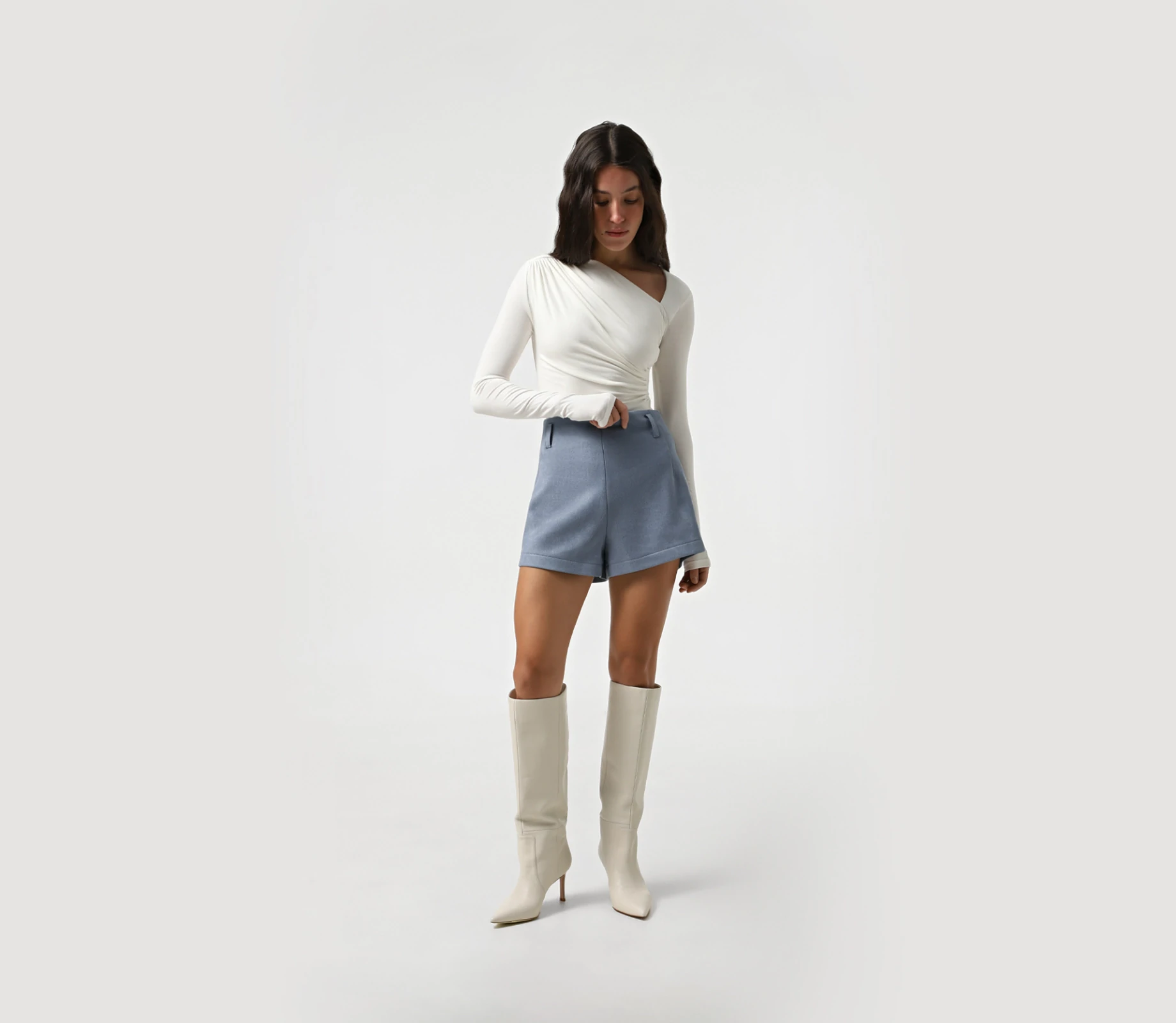 Шорти із замші сіро-блакитний недорого